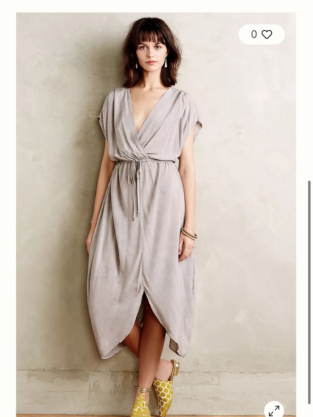 The Odell’s Tulip Drawstring Midi Dress in Light Gray